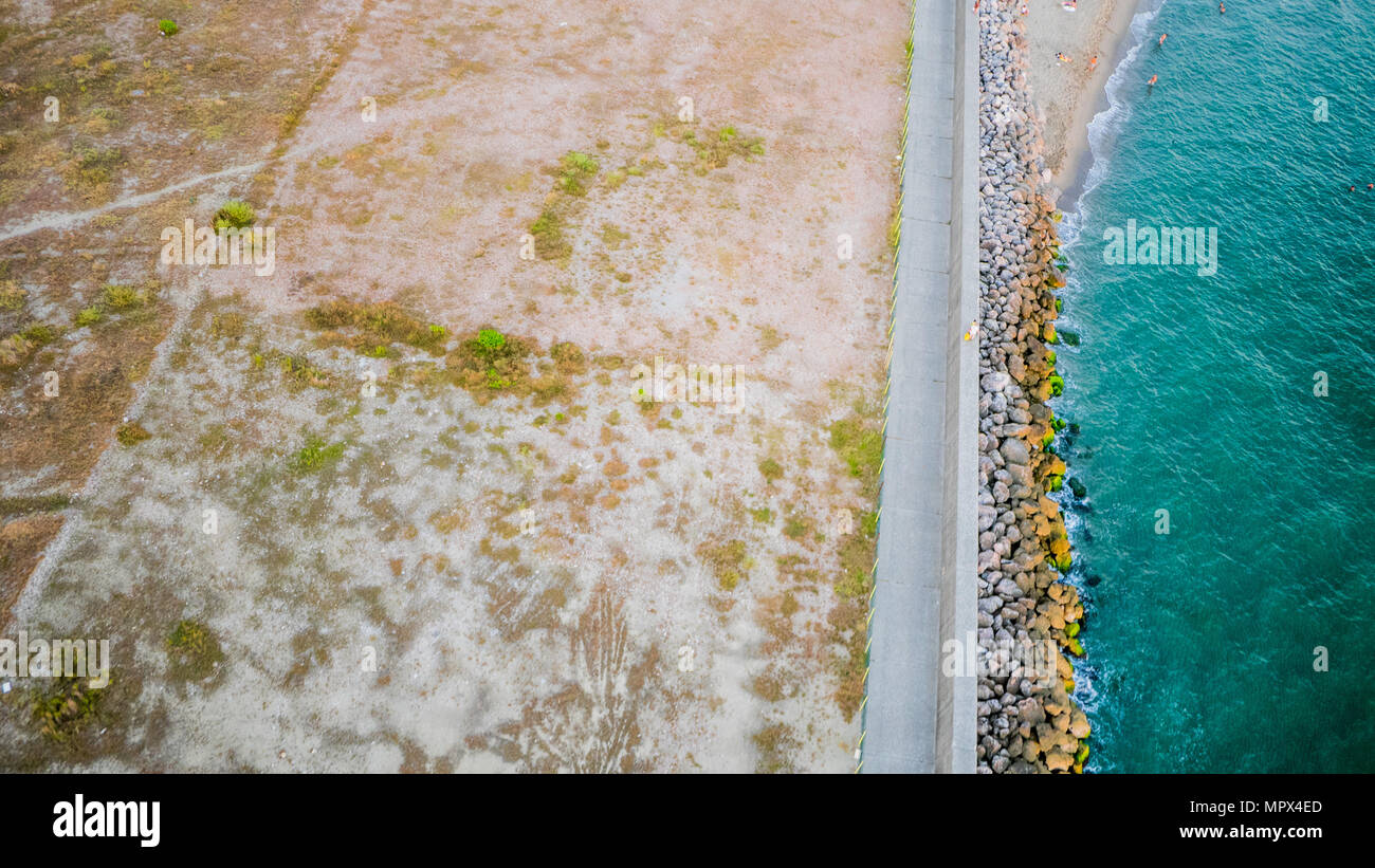 Aerial view of the viareggio's port in italy. Viareggio is the biggest producer of yacht, with producer such benetti ,perini, codecasa. Stock Photo