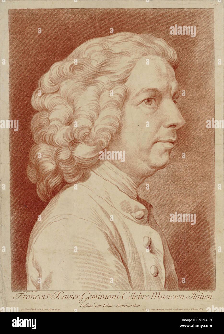 Portrait of the composer and violinist Francesco Saverio Geminiani (1687-1762), 1806. Stock Photo