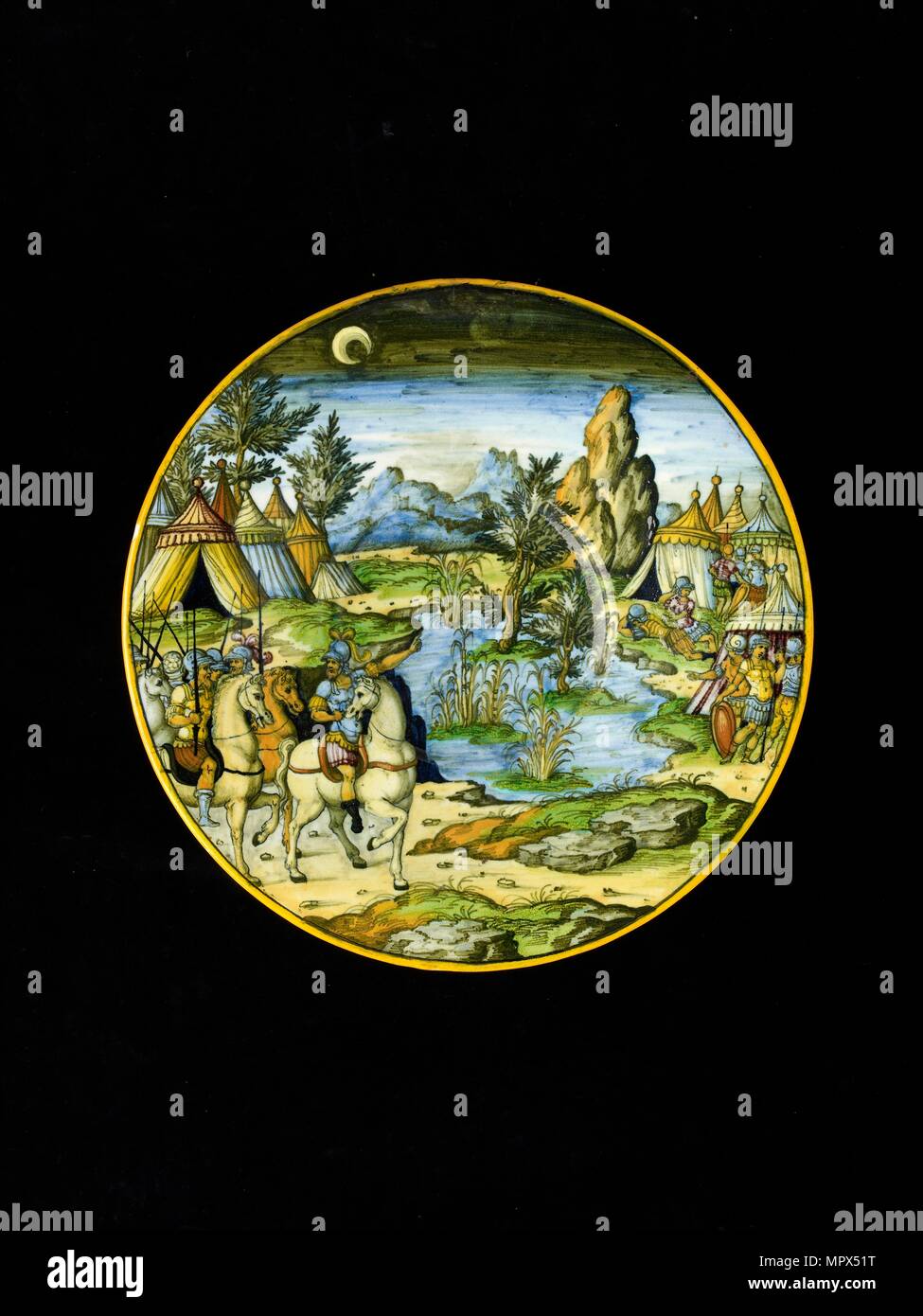Plate, a scene from the wars between Rome and Carthage, c1550-1560. Artist: Fontana Workshop. Stock Photo