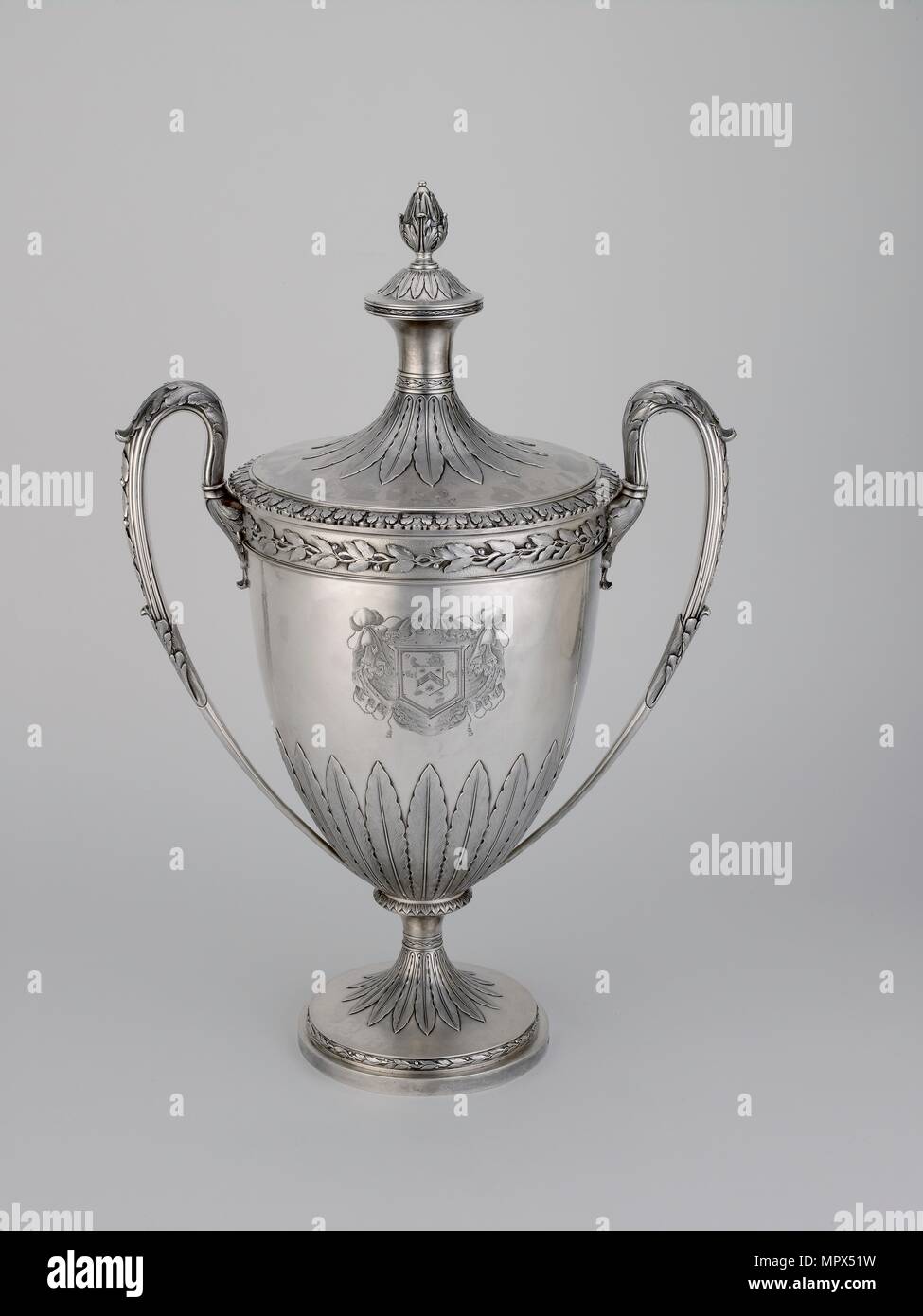 Two-handled cup and cover in Adam style, 1793-1794. Artist: Robert Sharp. Stock Photo