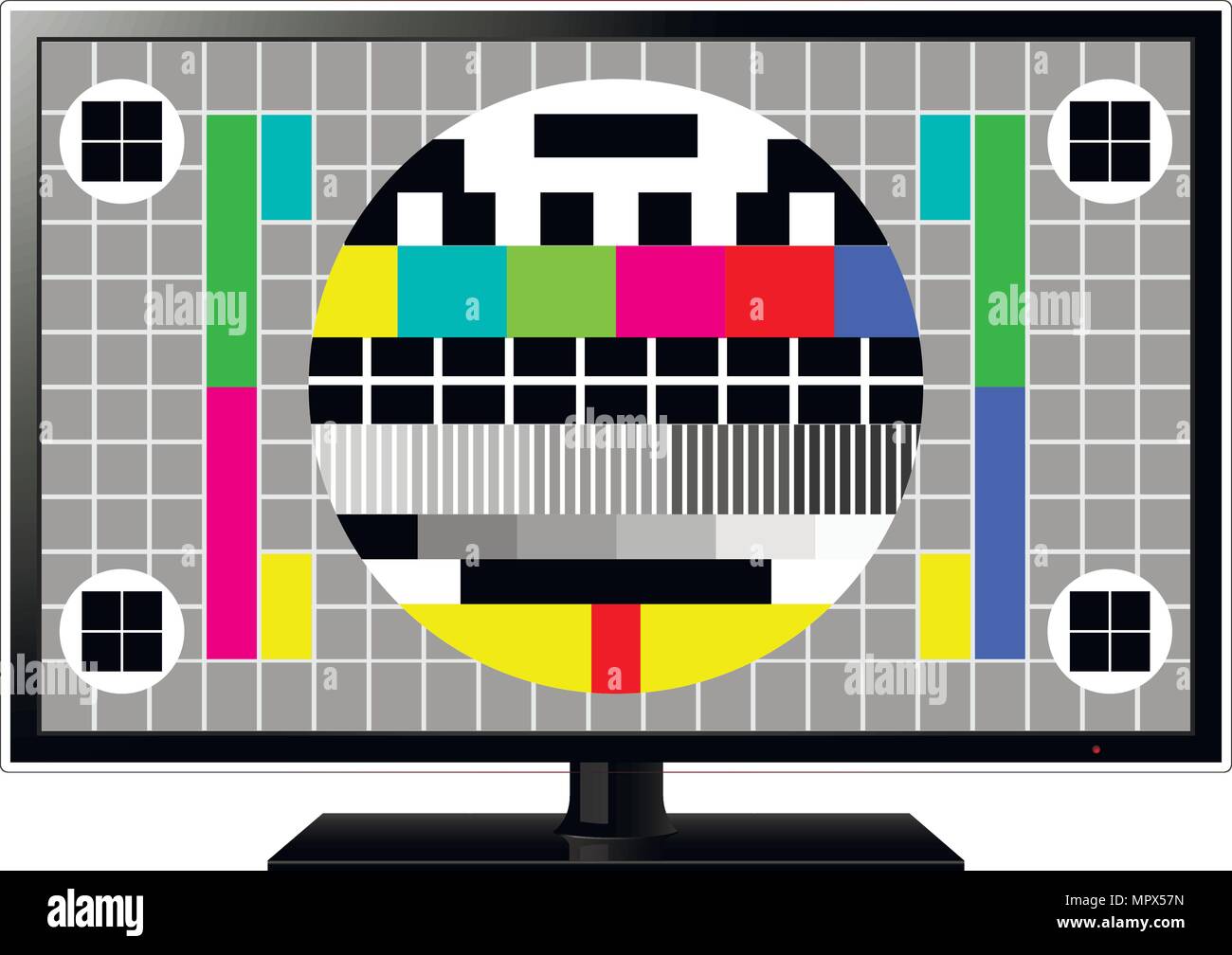 Test screen on modern LCD television. Vector illustration. Stock Vector