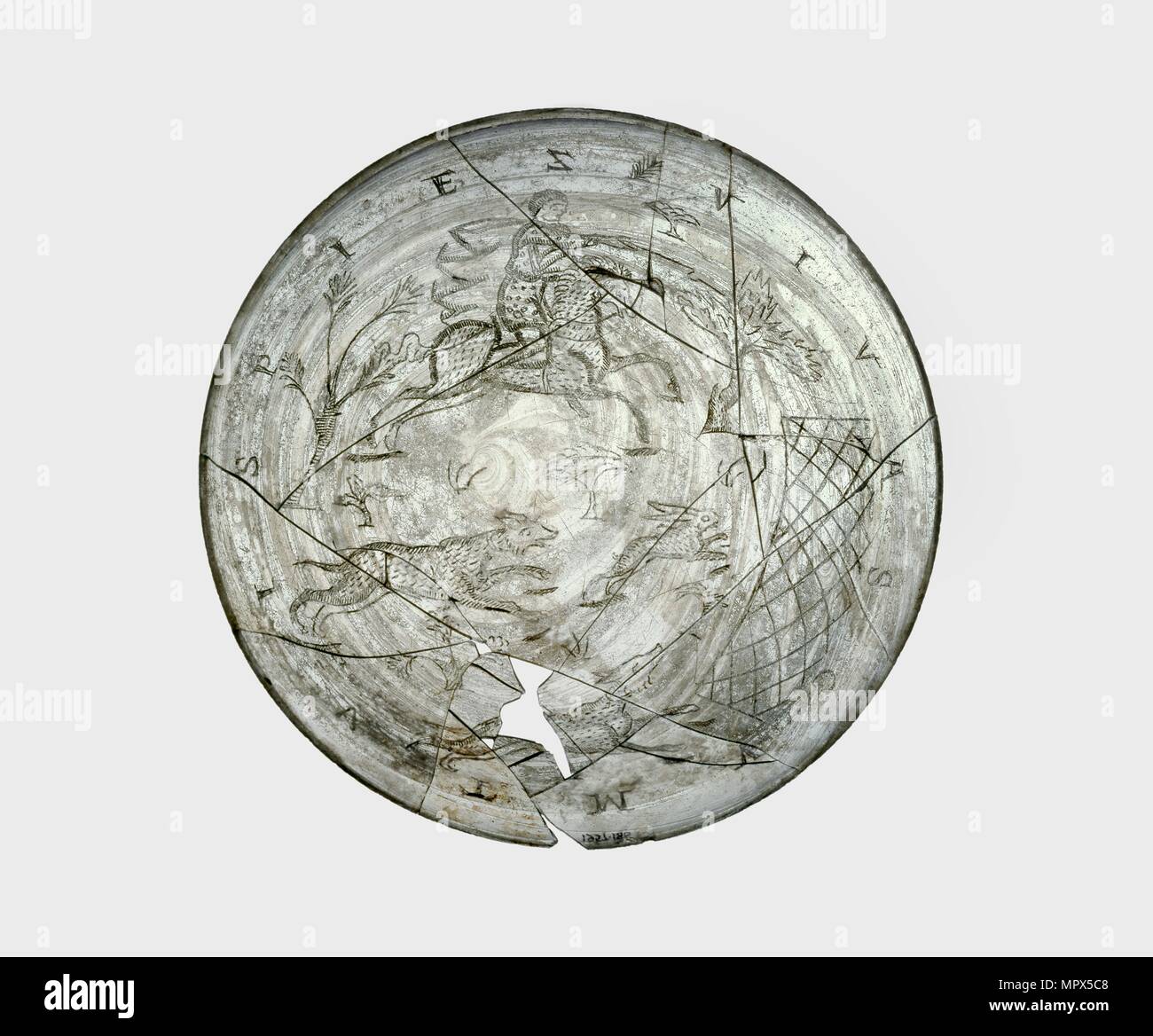 Engraved glass bowl (Wint Hill Bowl), early 4th century. Artist: Unknown. Stock Photo