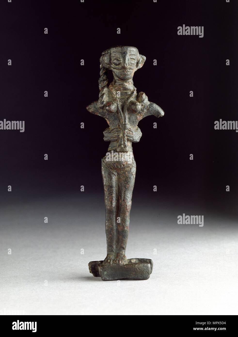 Copper figurine of Astarte on an ingot, Late Bronze Age, c1200-1100BC. Artist: Unknown. Stock Photo