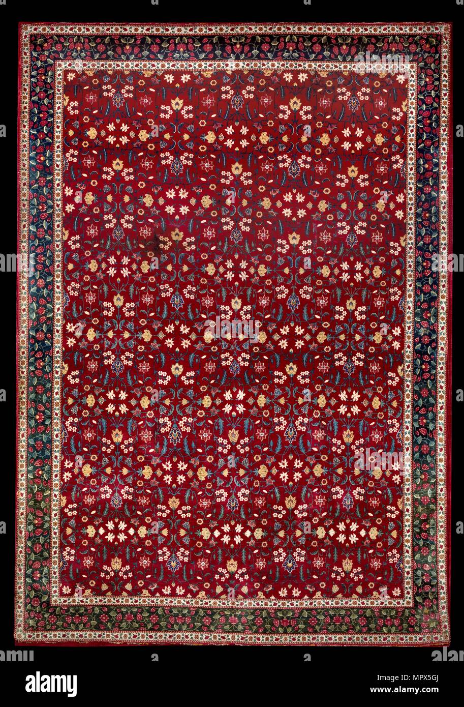 Mughal carpet with floral pattern, late 17th century. Artist: Unknown. Stock Photo