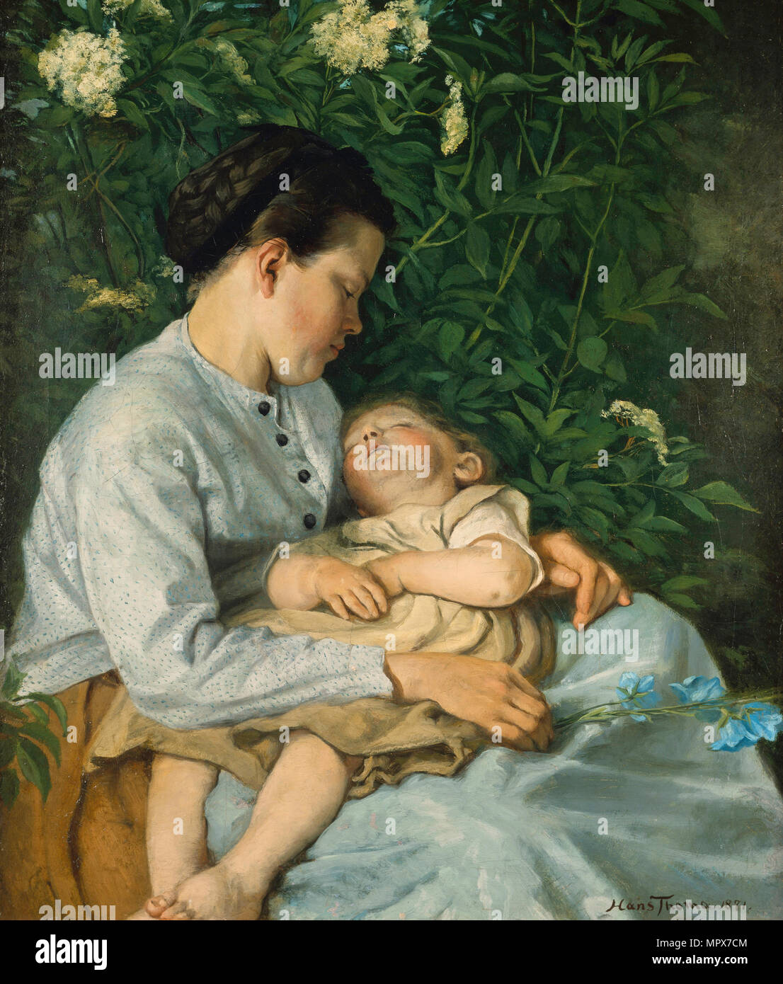 Under the Lilacs, 1871. Stock Photo