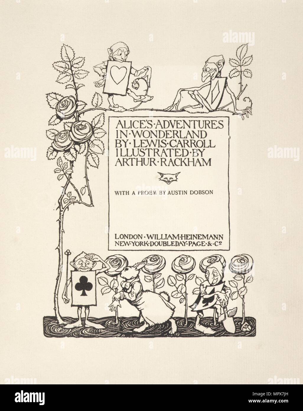 Title Page,  from Alice's Adventures in Wonderland, by Lewis Carroll, pub. 1907. Stock Photo