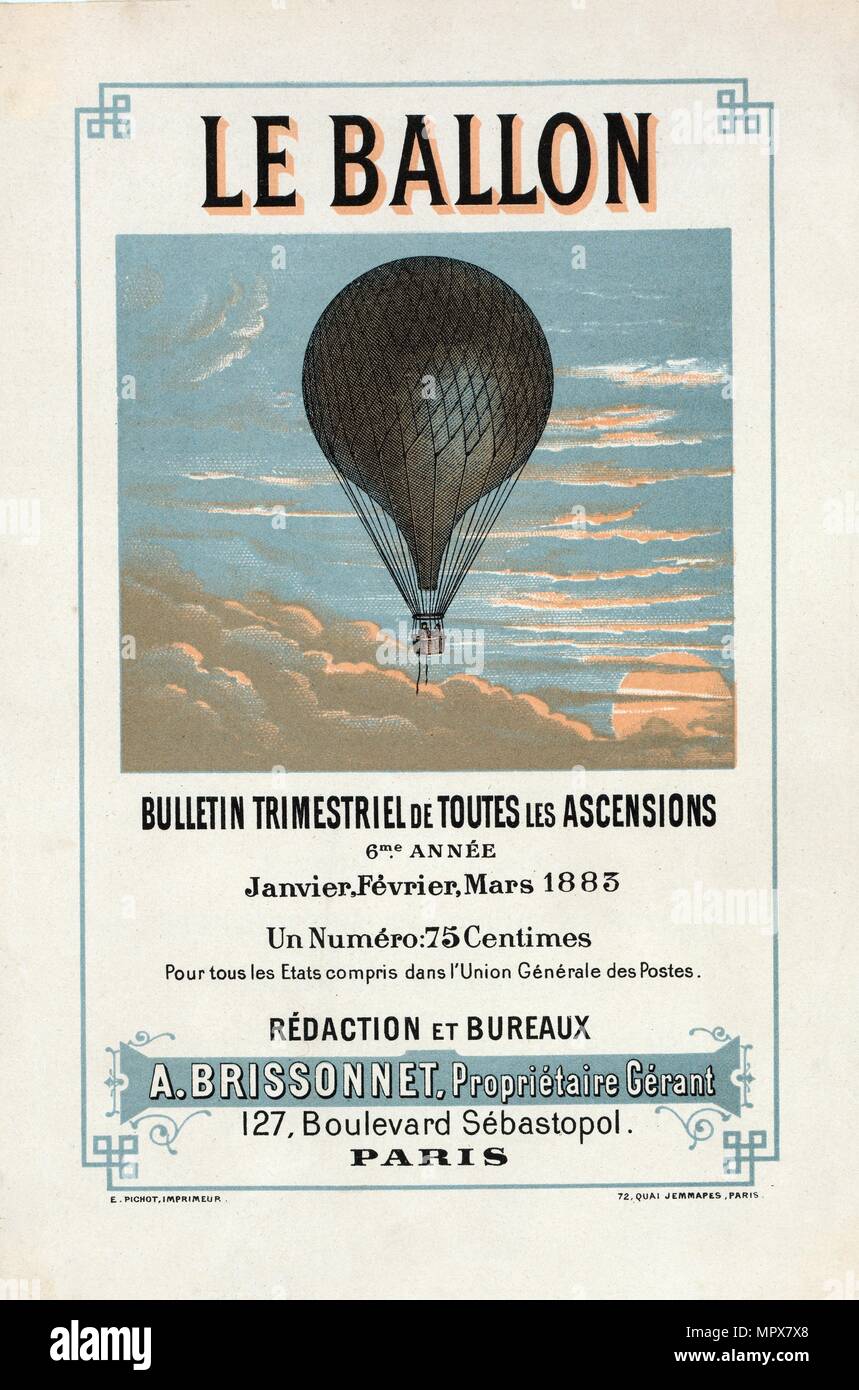 Advertisement for Le Ballon, Janvier, Février, Mars, 1883, pub. 1883 (colour lithograph) Stock Photo