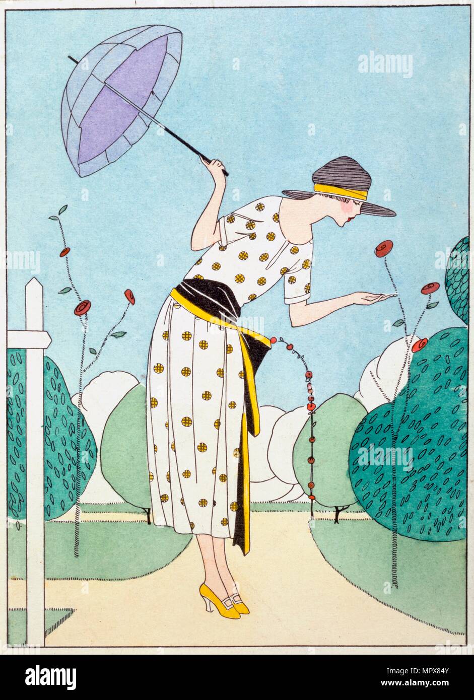 Design for a Day Dress, from Art Gout Beaute, pub. C. 1920's (pochoir print) Stock Photo