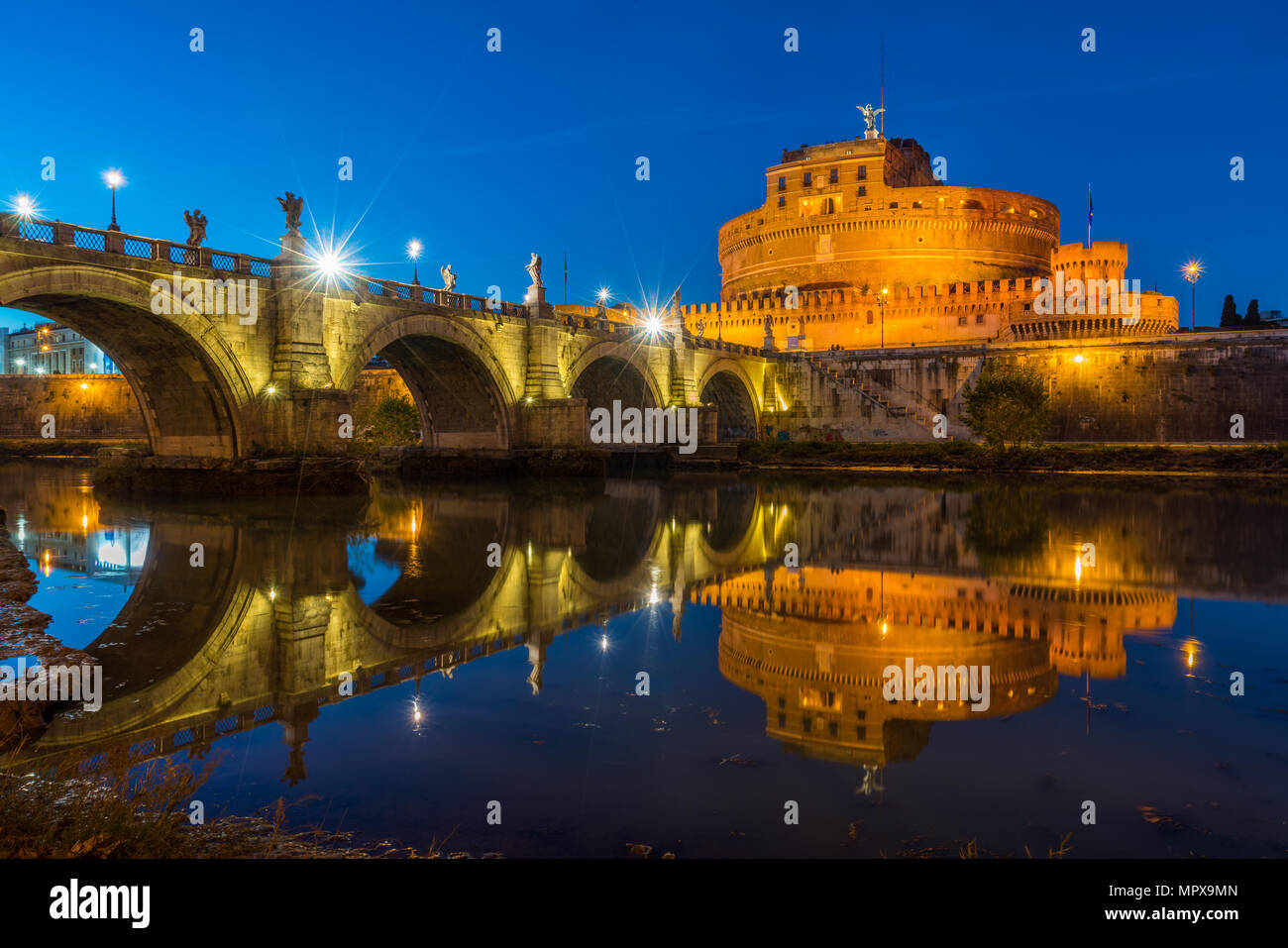 Castel Sant'Angelo in Rome at sunset. Stock Photo