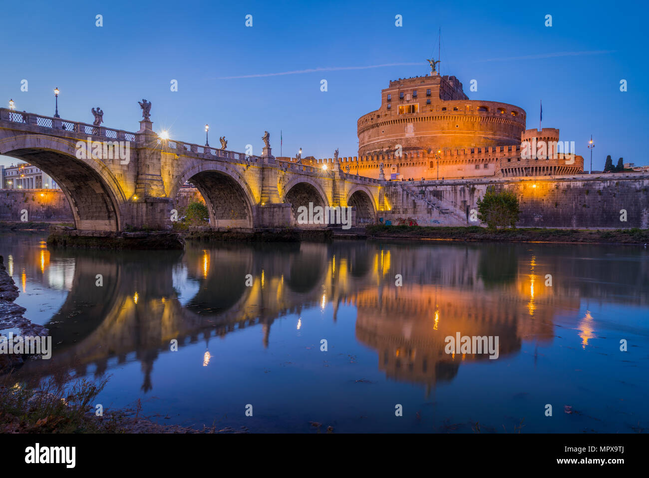 Castel Sant'Angelo in Rome at sunset. Stock Photo