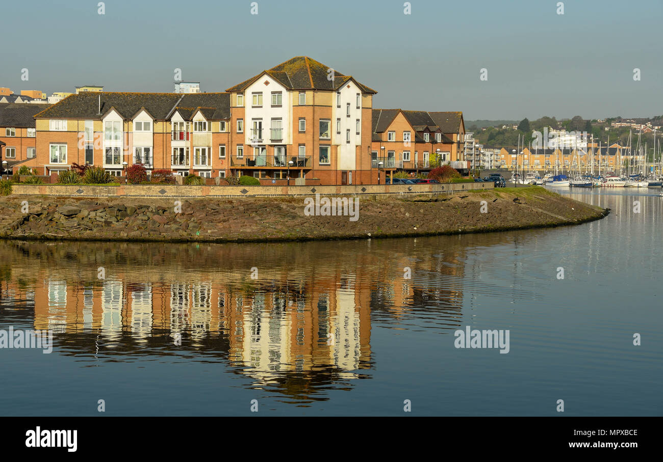 Modern homes on the waterfront at Penarth Marina near Cardiff Stock