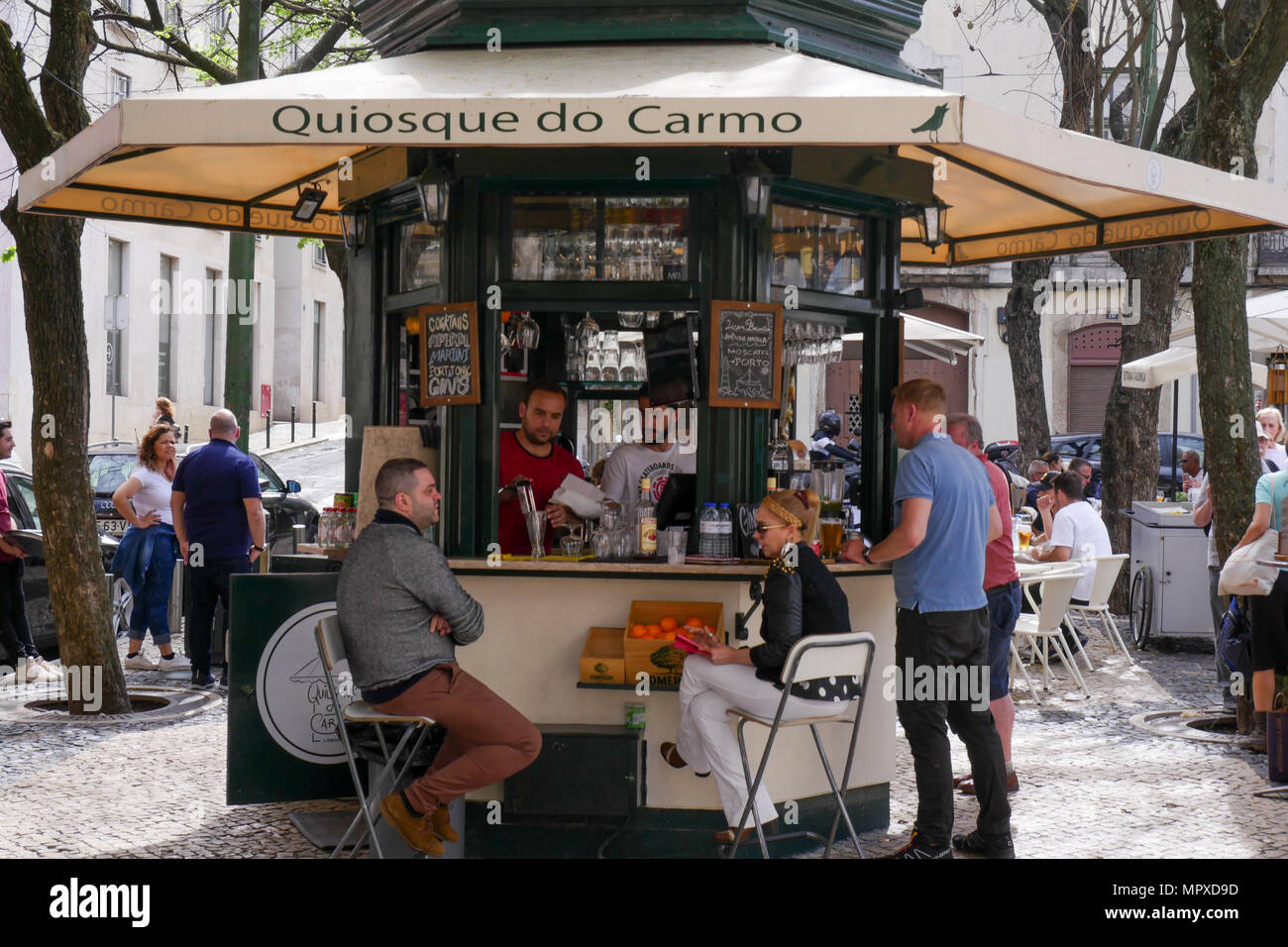 Quiosque do Carmo, a Small café at Carmes square, Lisbon, Portugal Stock Photo