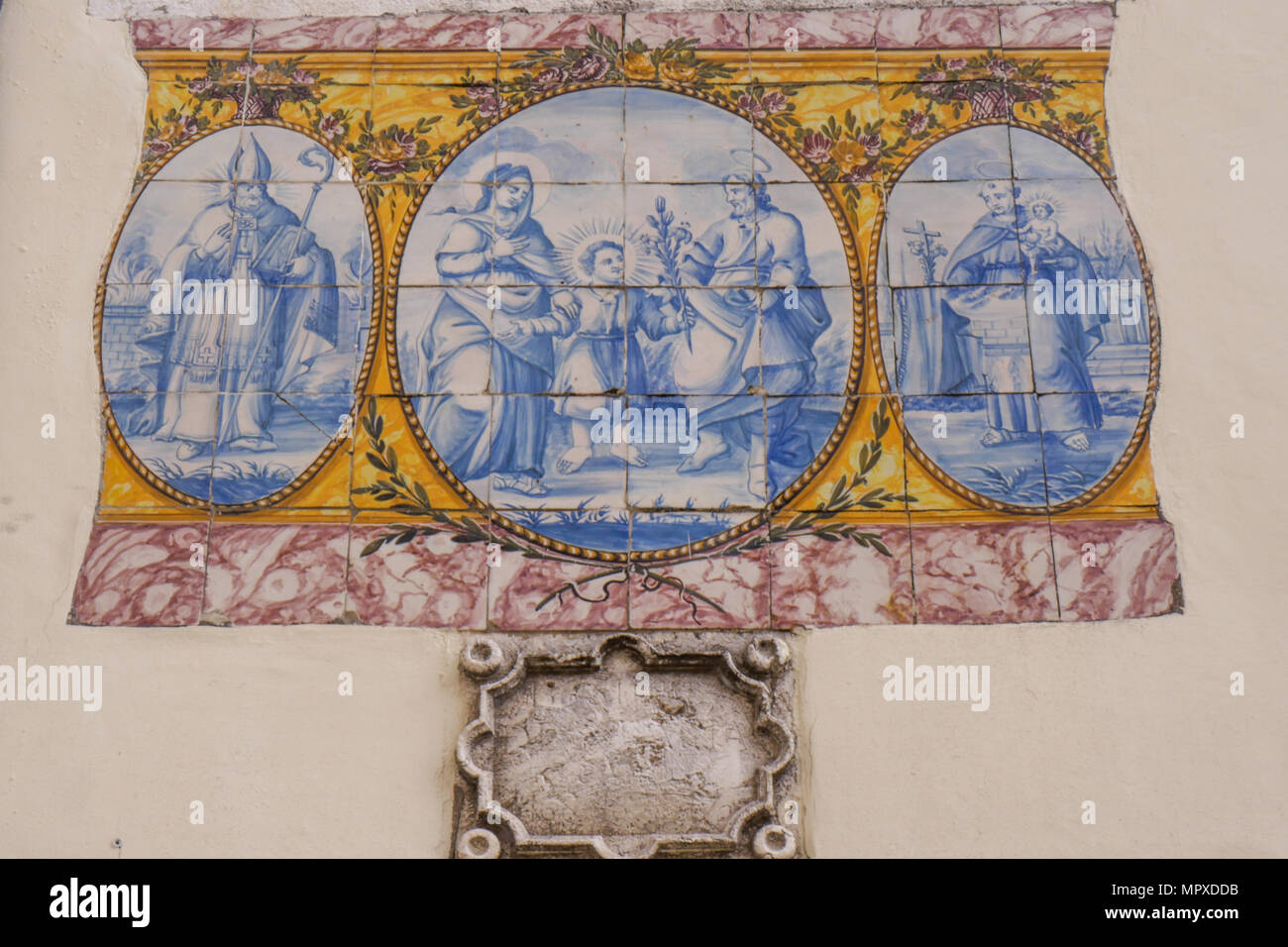 Street fresco made with azulejos, Lisbon, Portugal Stock Photo Alamy