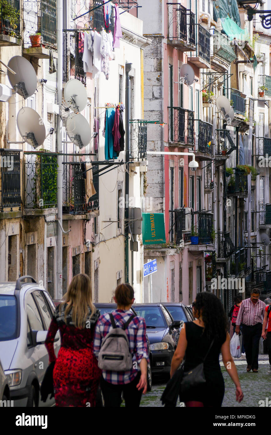 Street scene in Bairro Alto district, Lisbon, Portugal Stock Photo - Alamy