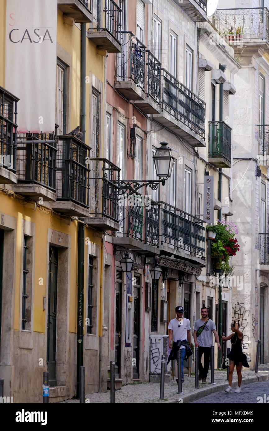 Street scene in Bairro Alto district, Lisbon, Portugal Stock Photo - Alamy