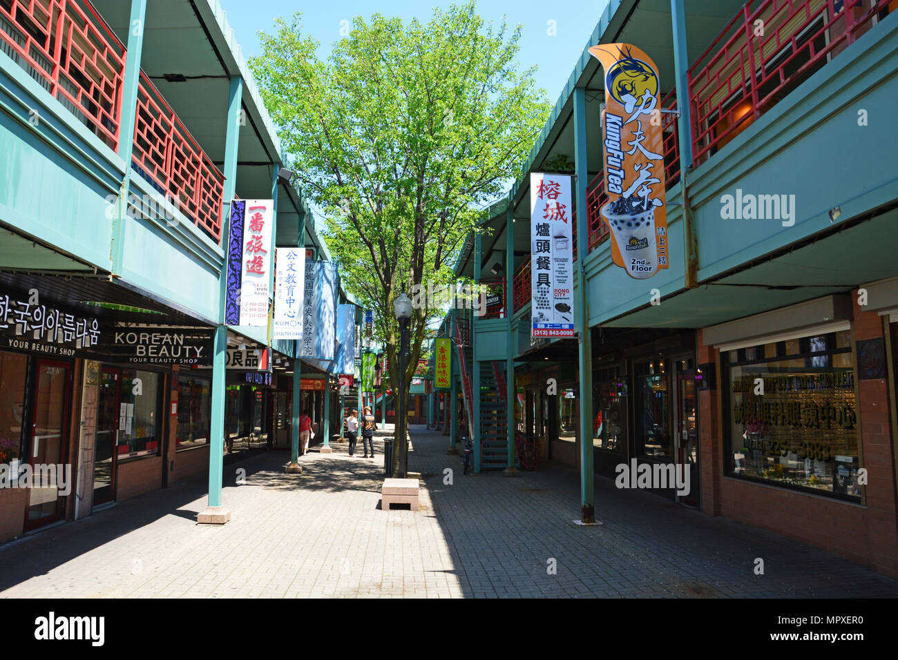 The Chinatown Square shopping center is an outdoor pedestrian mall providing tourists and locals traditional Asian foods and services. Stock Photo