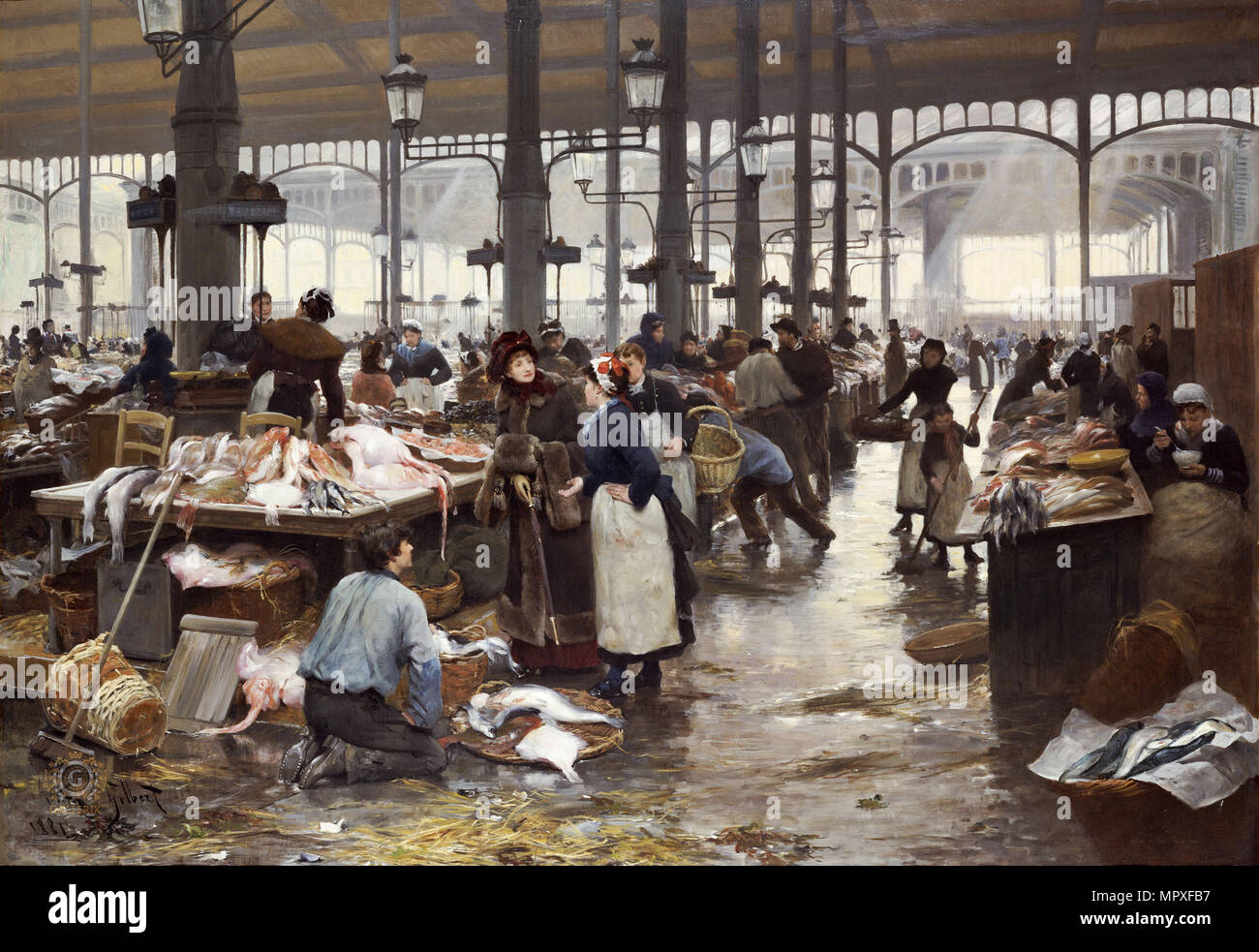 Fish Hall at the Central Market, 1881. Stock Photo