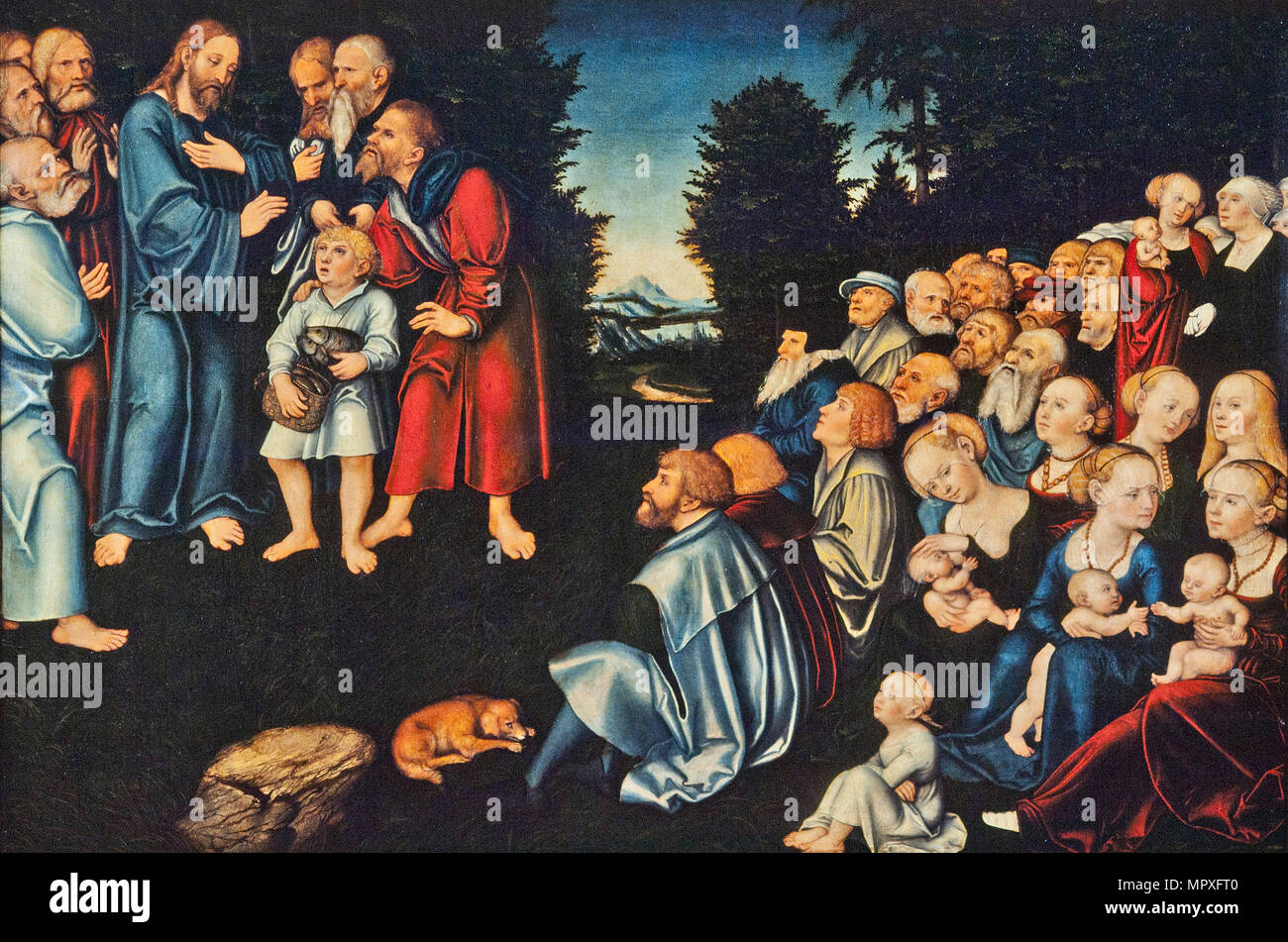 Miracle of the five loaves and the two fishes hires stock photography