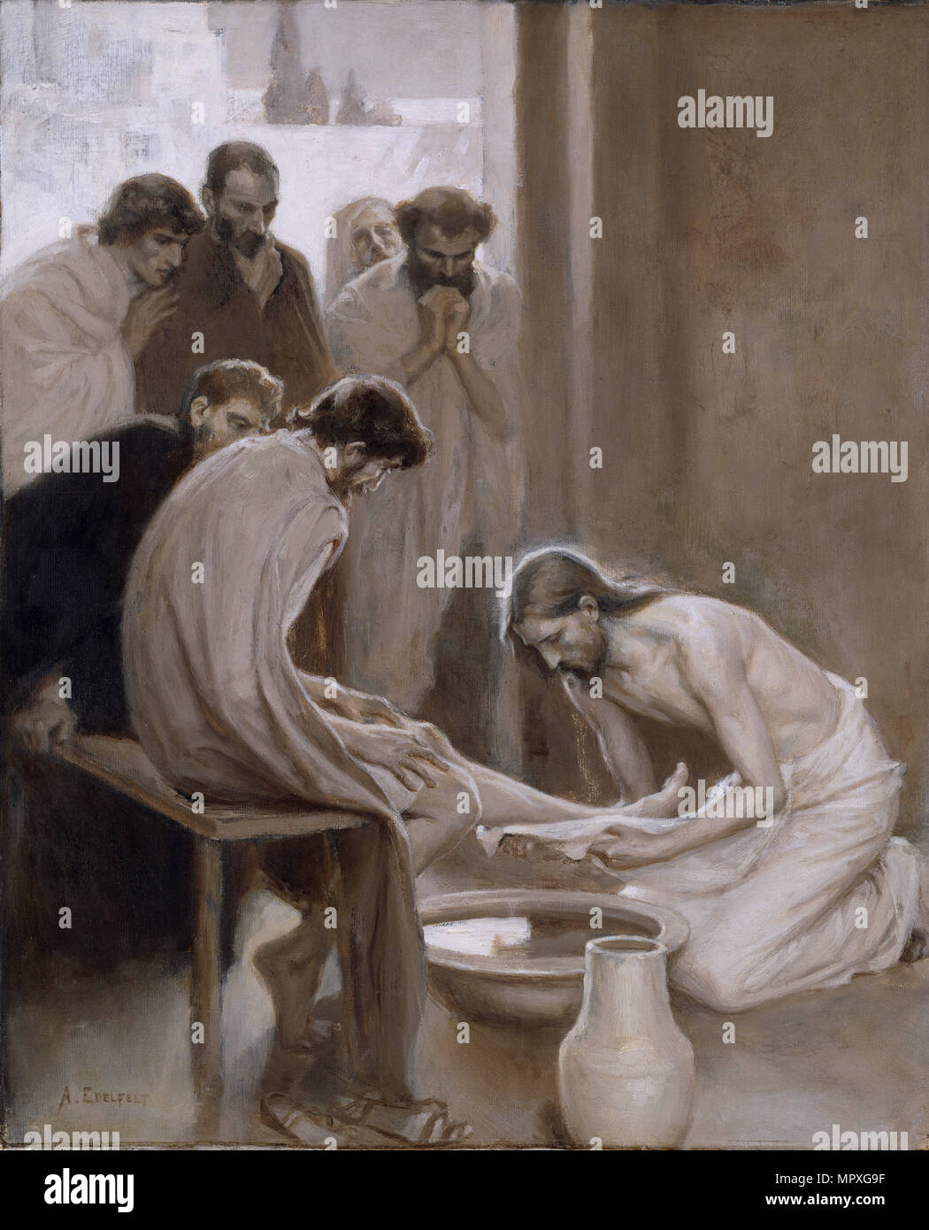 Christ washing the Feet of the Disciples, 1898. Stock Photo