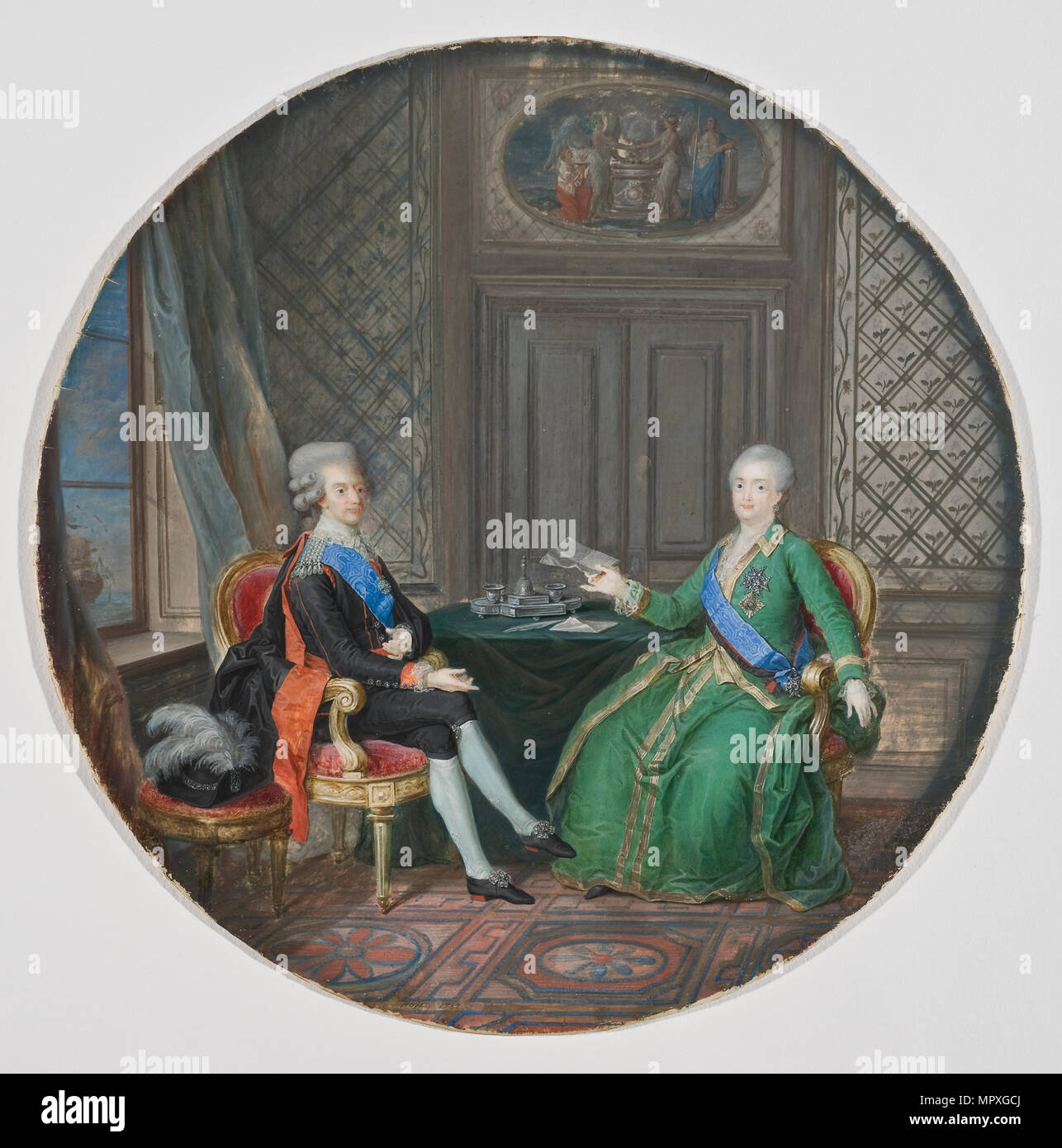 King Gustav III of Sweden and Catherine II of Russia in Fredrikshamn, 1784. Stock Photo