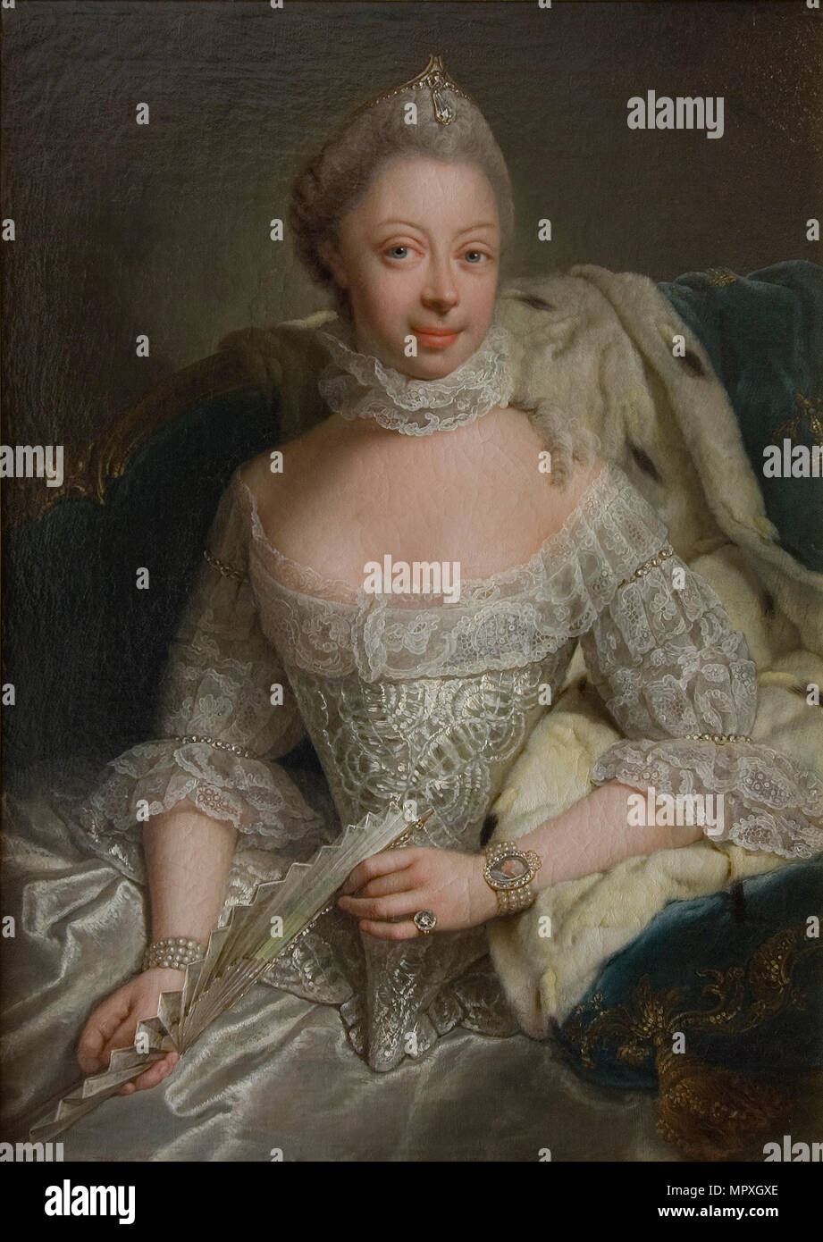 Portrait of Princess Charlotte of Mecklenburg-Strelitz (1744-1818), Queen of Great Britain, 1762. Stock Photo