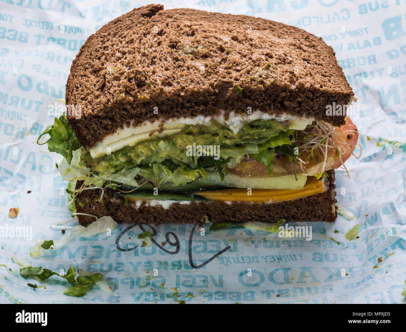 veggie deli sandwich on deli paper Stock Photo Alamy