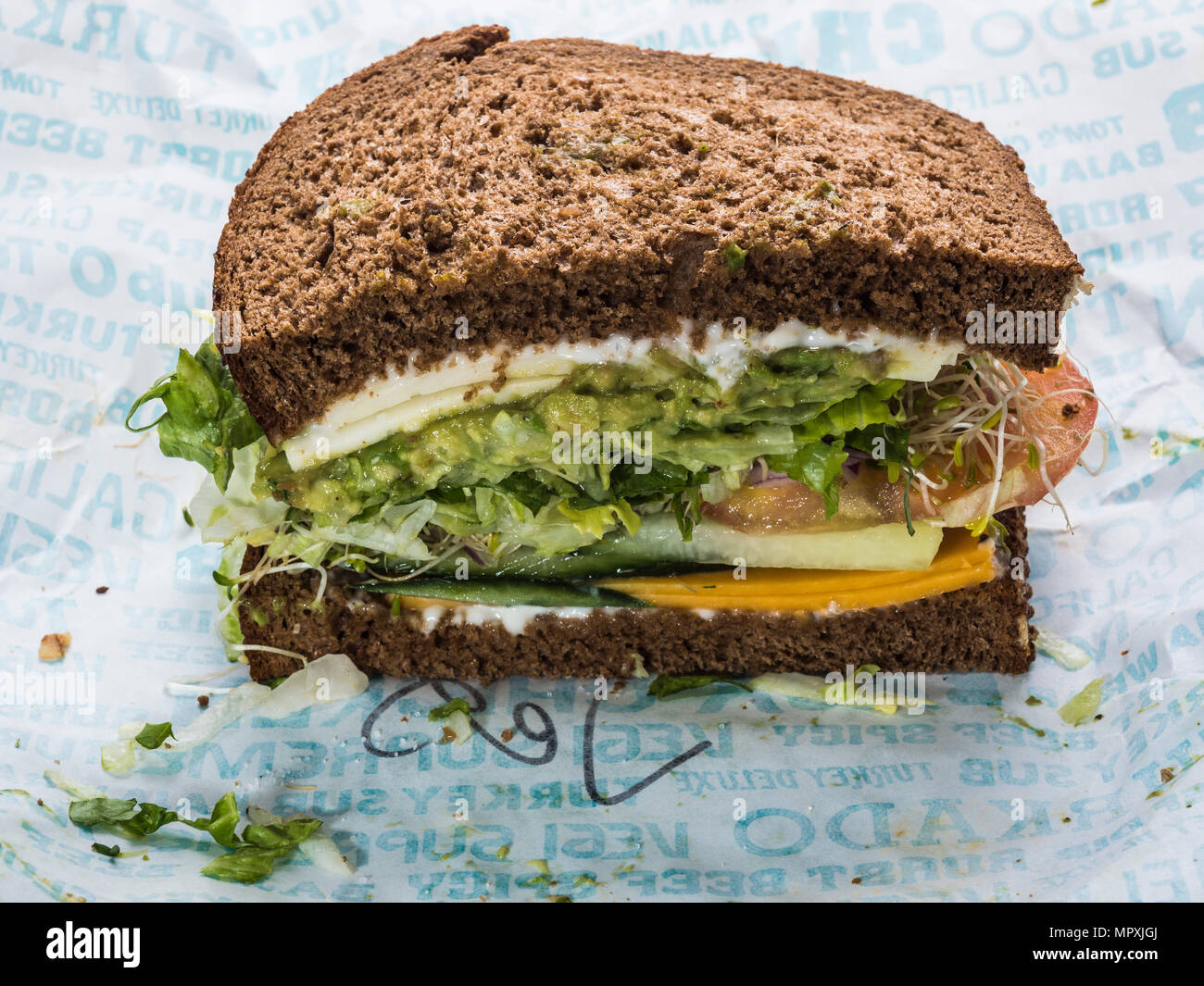veggie deli sandwich on deli paper Stock Photo Alamy