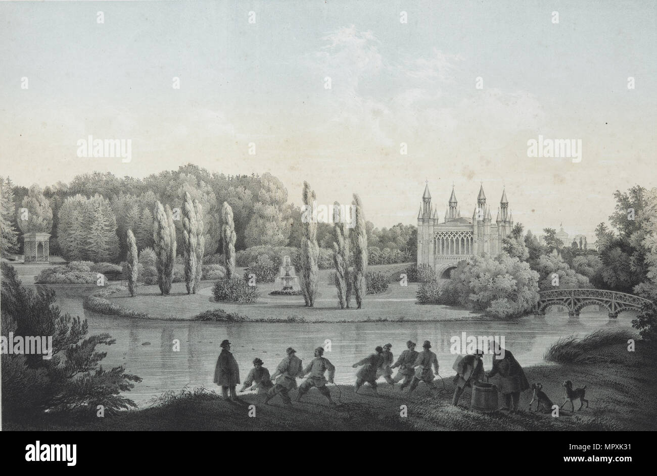 View of the Shablykino Estate, 1840. Stock Photo