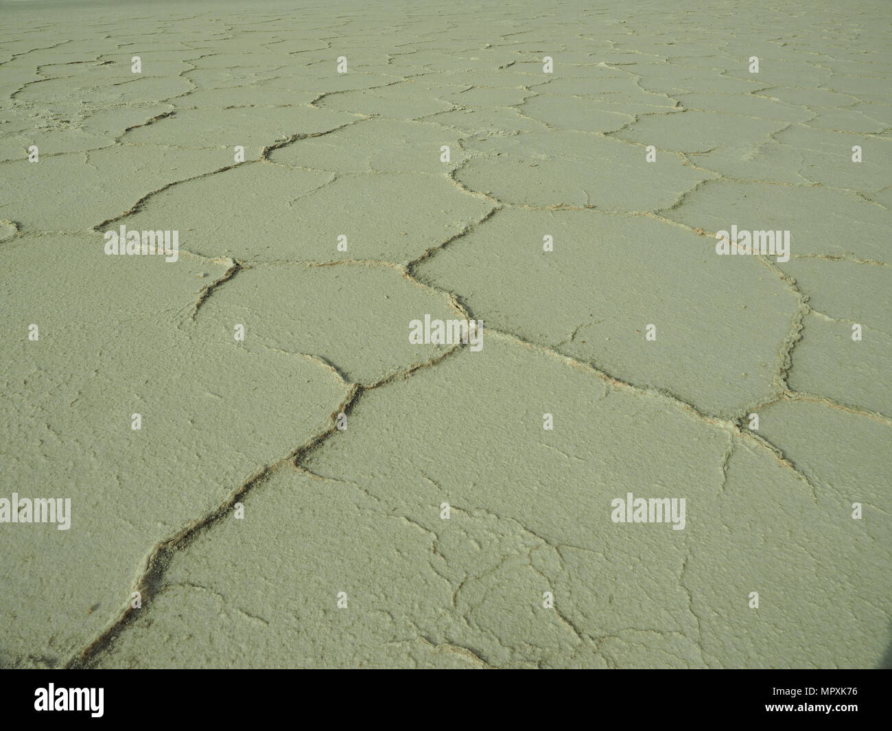view of the Salar de Uyuni, Bolivia, the salt plains are a completely flat expanse in dry season Stock Photo