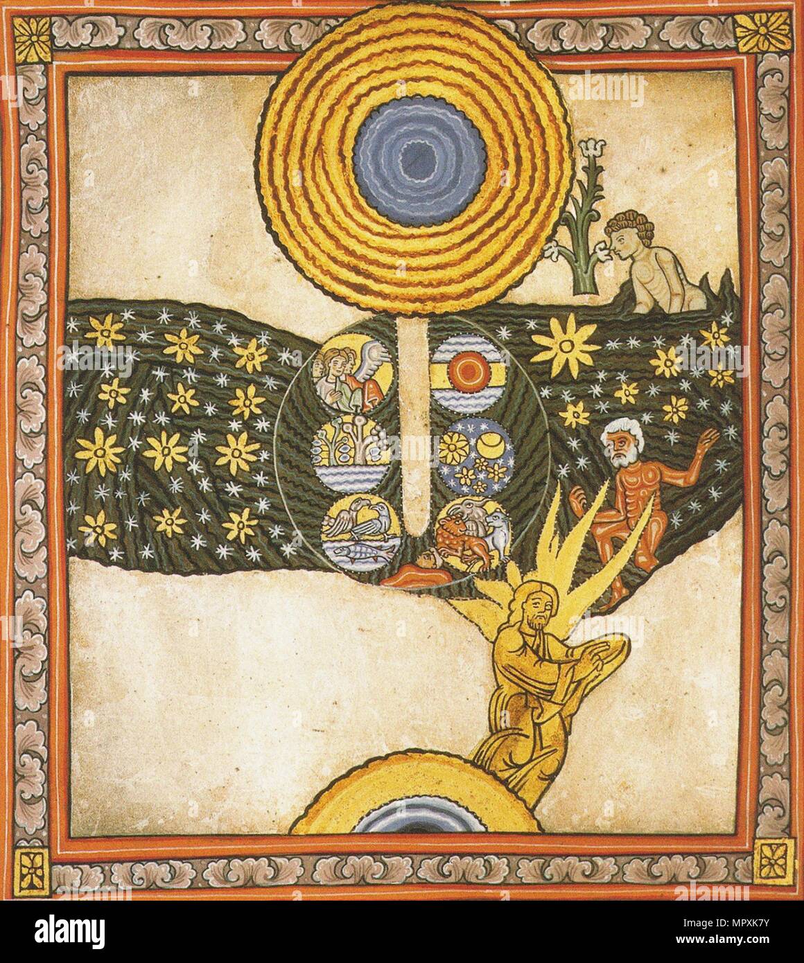 The Redeemer. Miniature from Liber Scivias by Hildegard of Bingen, c. 1175. Stock Photo
