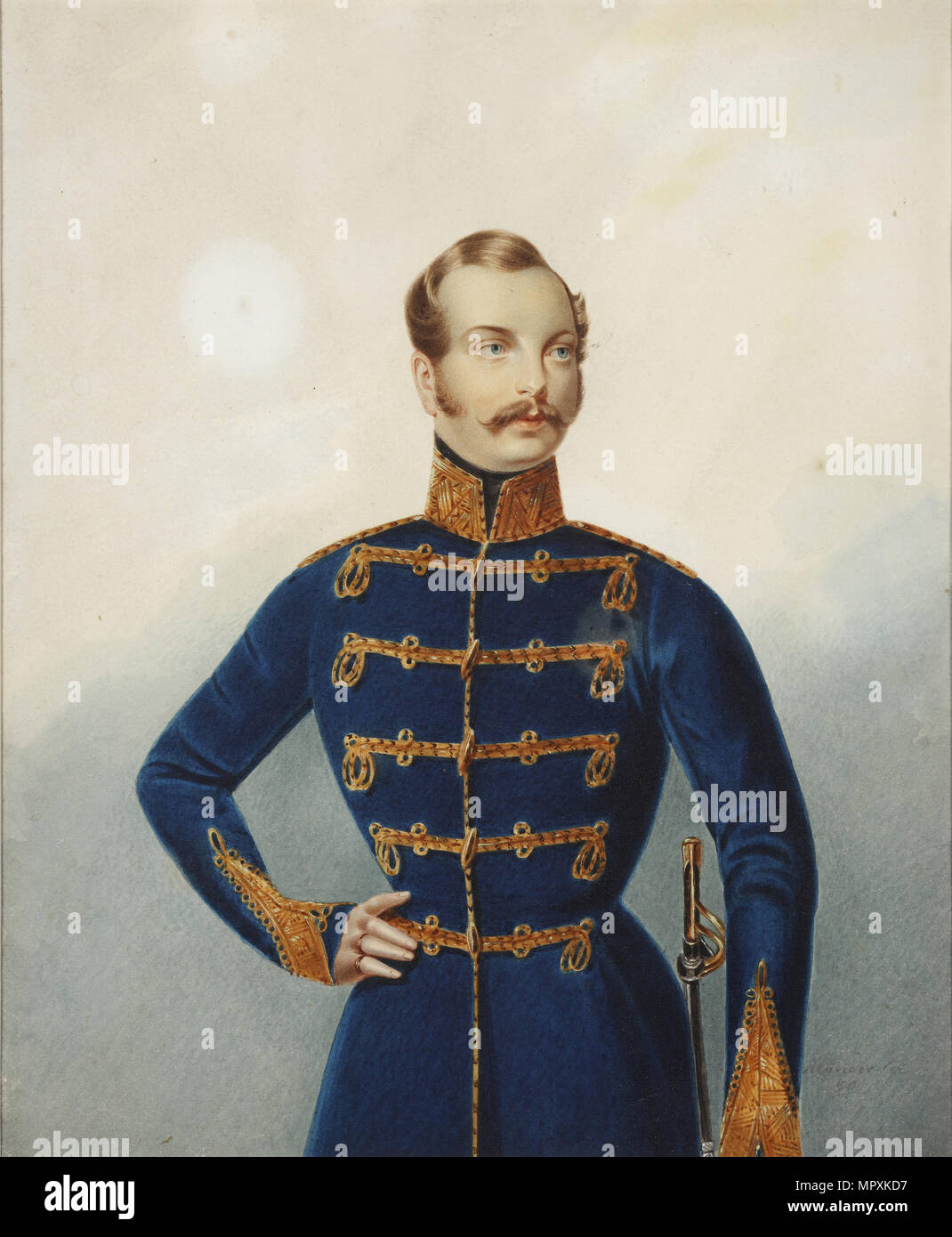 Portrait of the Crown prince Alexander Nikolayevich (1818-1881), 1850. Stock Photo