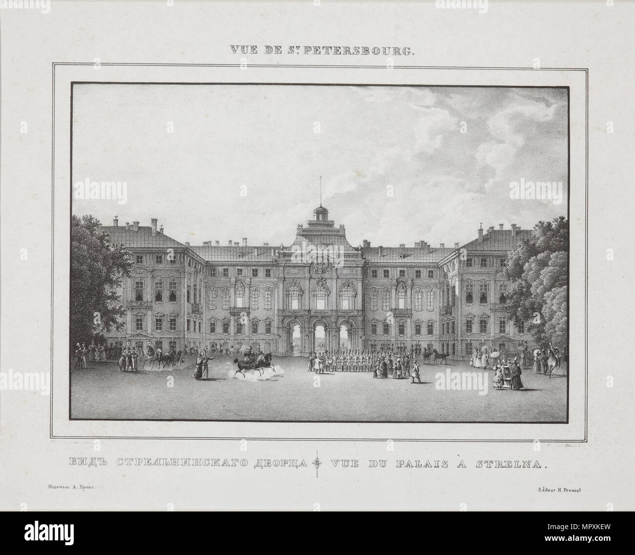 View of the Constantine Palace in Strelna near St. Petersburg, 1833. Stock Photo