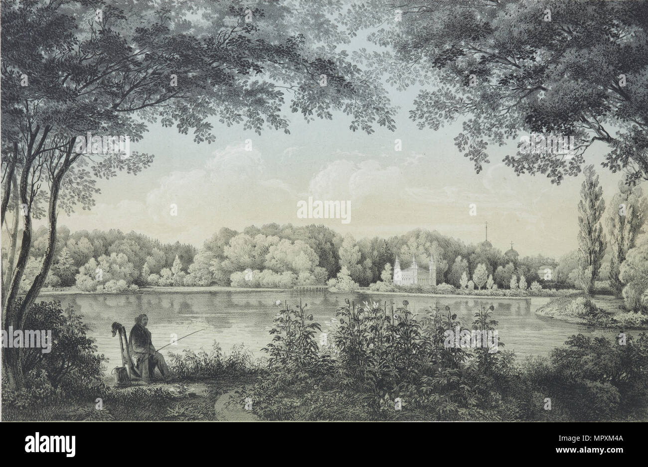 View of the Shablykino Estate, 1840. Stock Photo