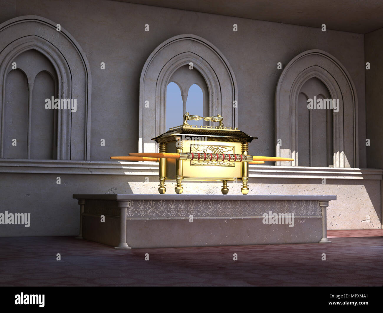 Ark of the Covenant on an altar Stock Photo