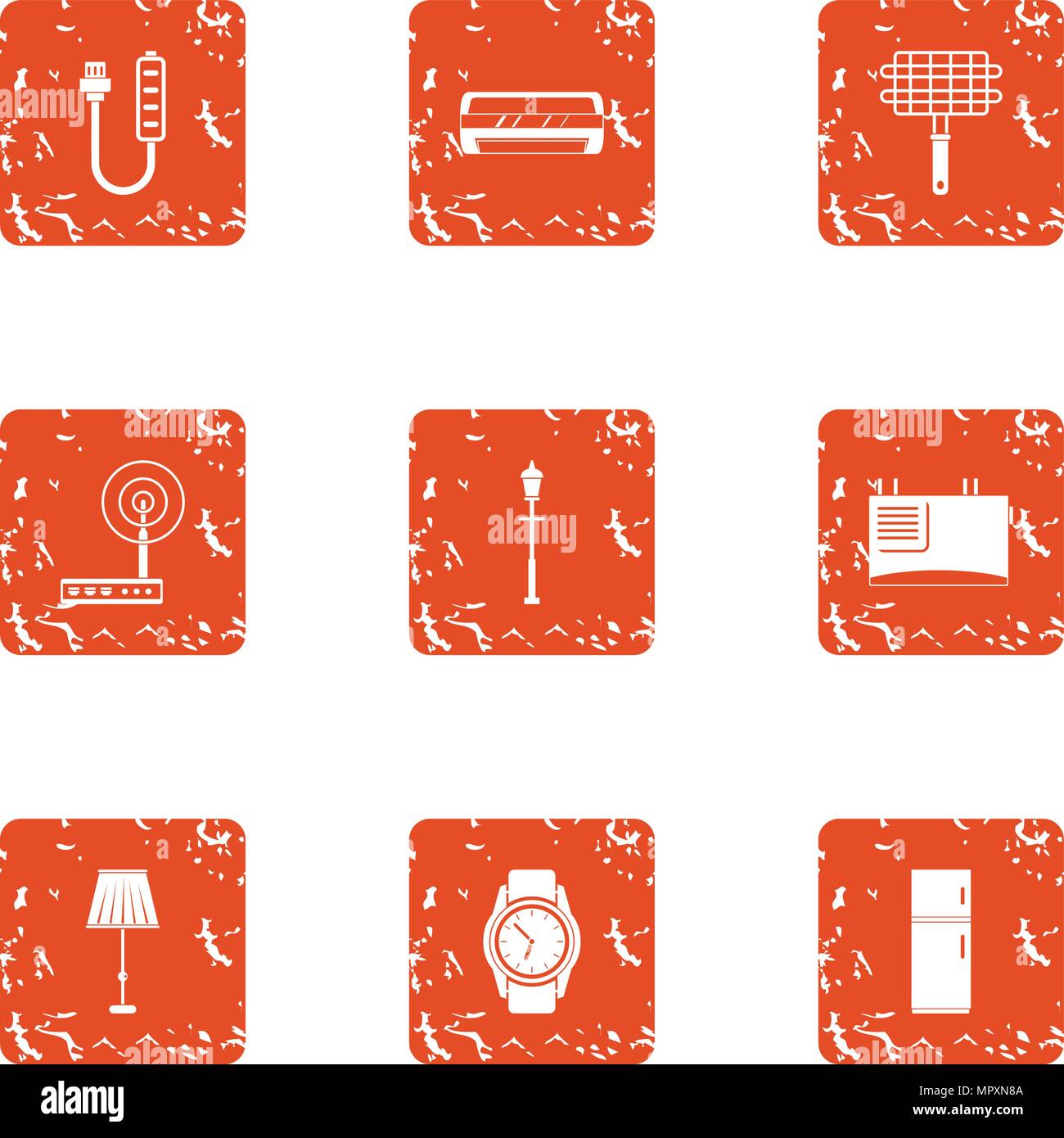 Fitter icons set, grunge style Stock Vector