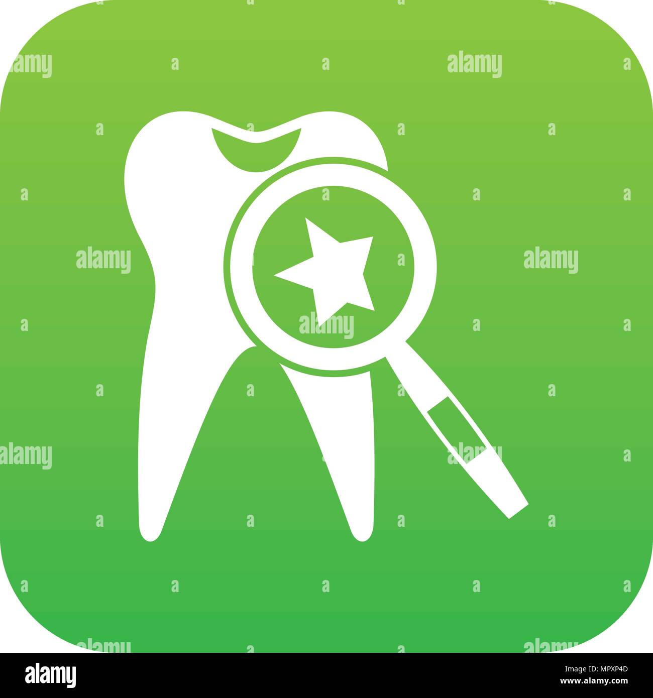 Tooth with magnifying glass icon digital green Stock Vector Image & Art ...