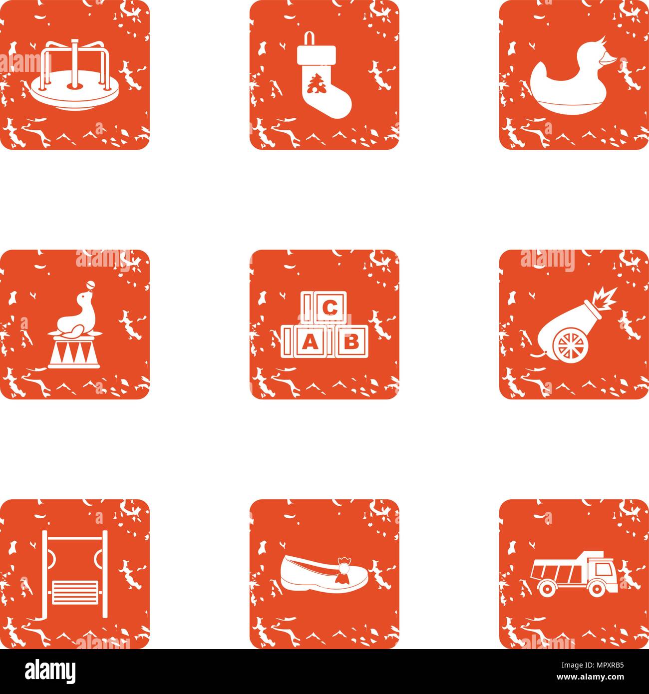 Children nature icons set, grunge style Stock Vector Image & Art - Alamy