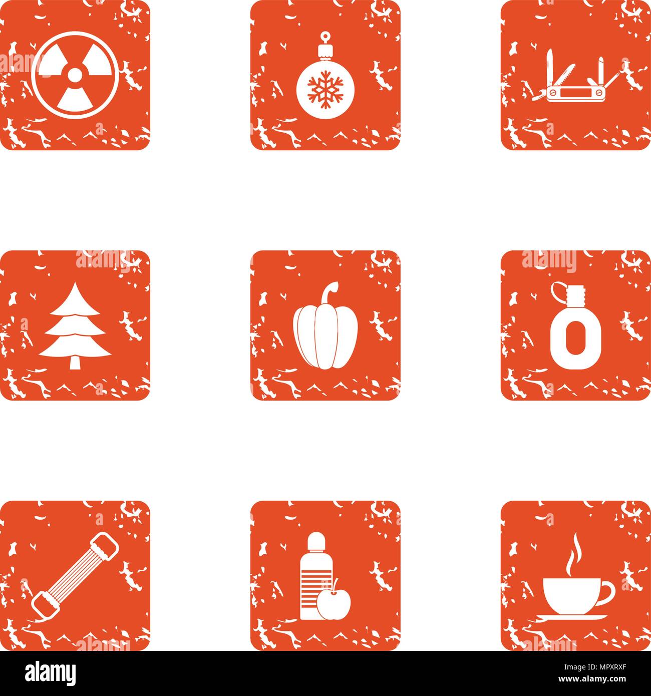 Purifying icons set, grunge style Stock Vector