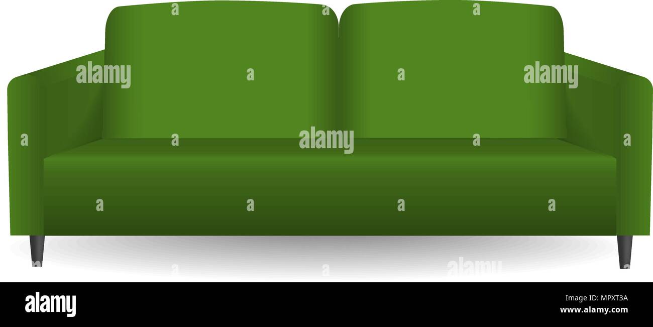 Green modern sofa mockup, realistic style Stock Vector
