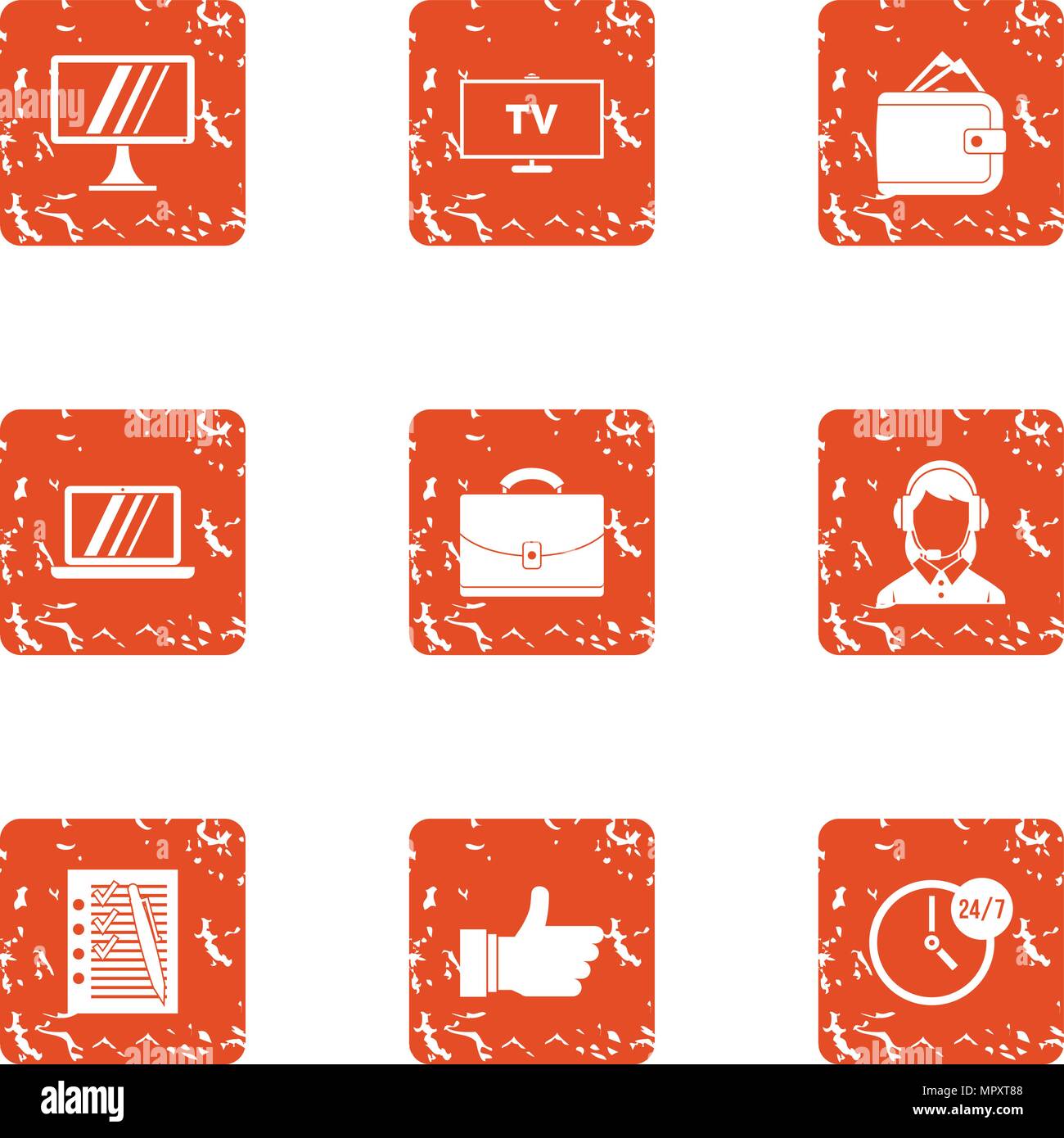 Digital screen icons set, grunge style Stock Vector