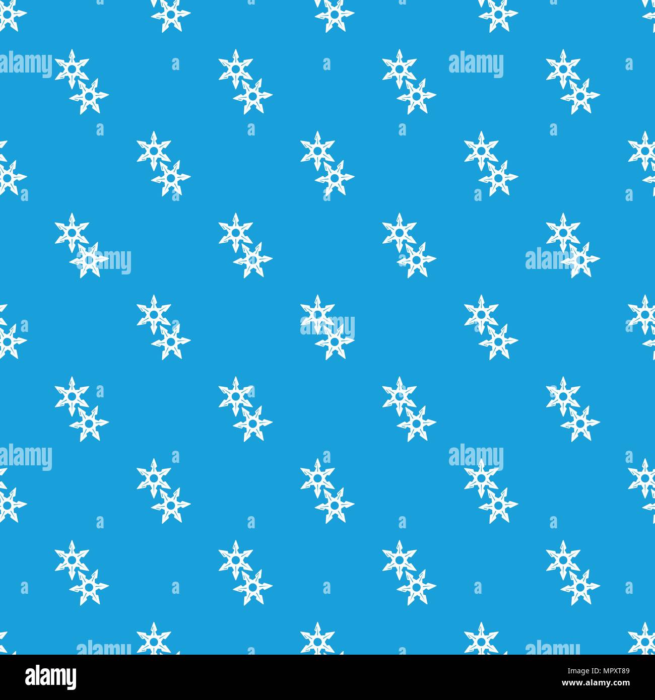 Ninja stars pattern vector seamless blue Stock Vector