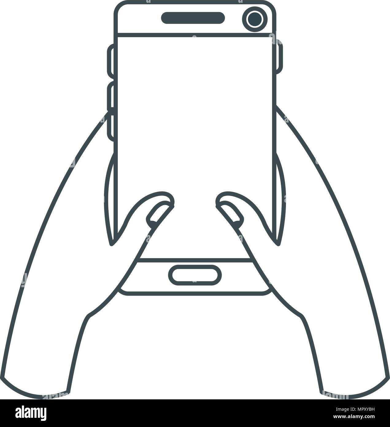 hand human with smartphone device isolated icon Stock Vector Image ...