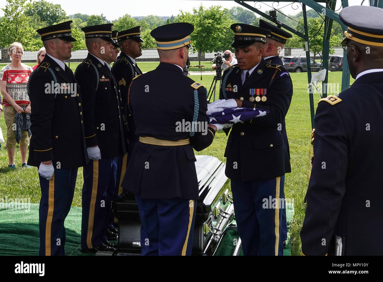Folding the Flag During Military Funeral at Arlington National Cemetery