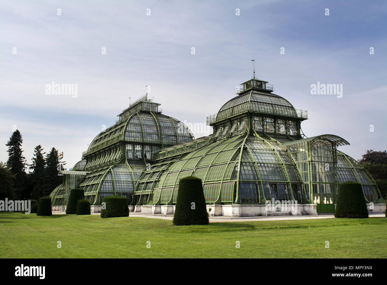 Palmenhaus Schonbrunn against sky at Vienna Stock Photo