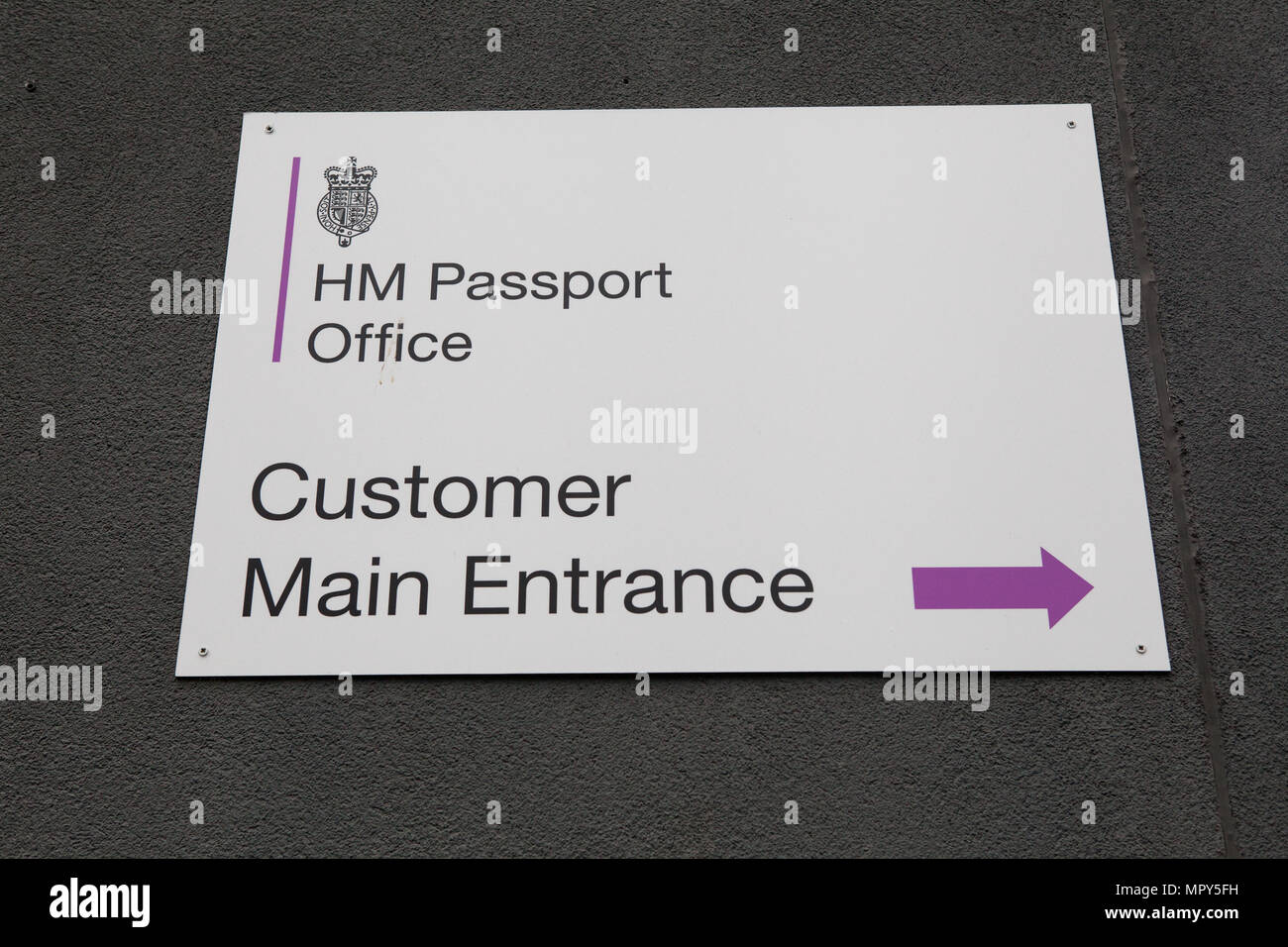 HM Passport Office sign in Liverpool Stock Photo