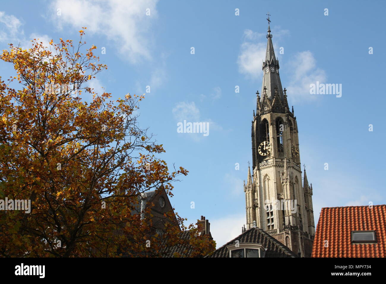 The Nieuwe Kerk - the burial place of the Dutch royal family - in Delft, Netherlands Stock Photo