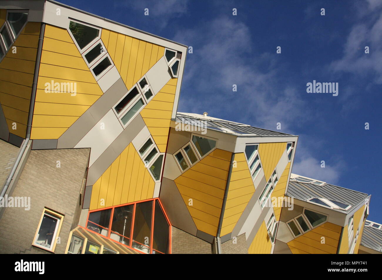 The famous Kubuswoningen ('Cube Houses') near Blaak Station in Rotterdam, the Netherlands. Stock Photo