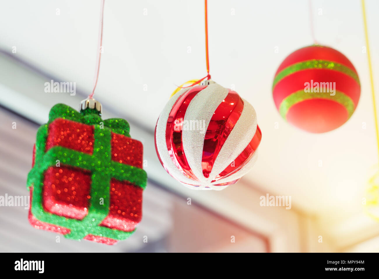 Colorful Ball And Gift Box Mobile Hanging On The Ceiling