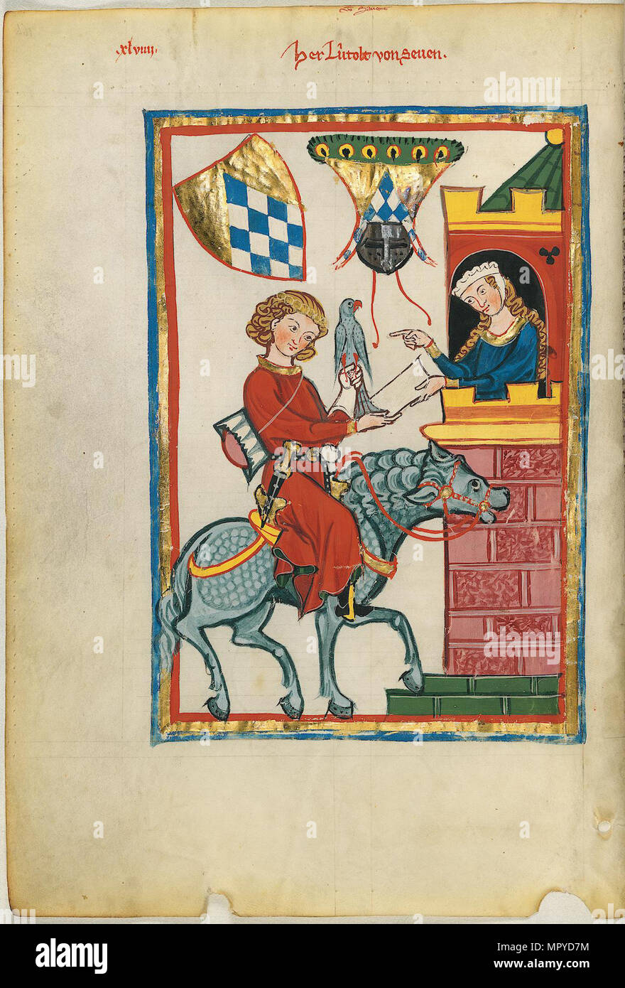 Leuthold of Seven (From the Codex Manesse), Between 1305 and 1340. Stock Photo