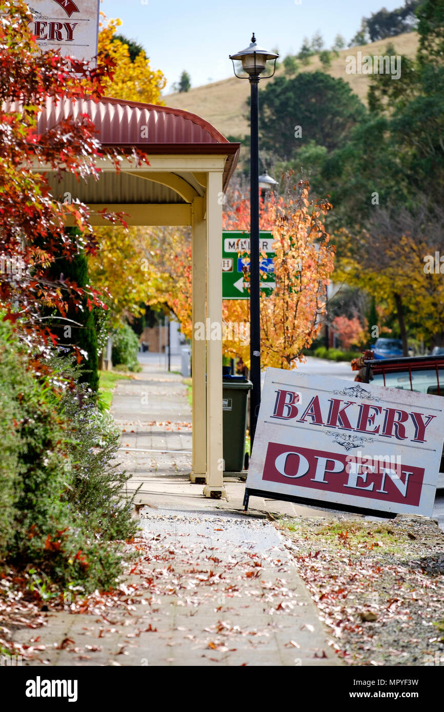 The colourful Autumn leaves in the Adelaide hills town of Clarendon Stock Photo